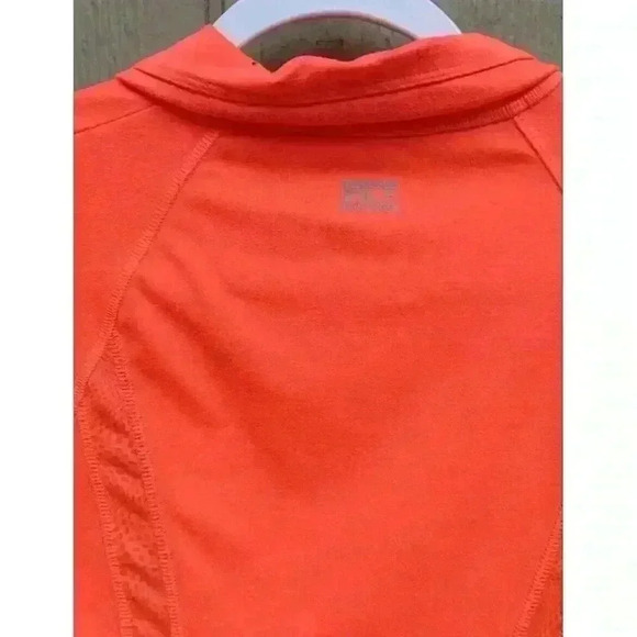 FILA Sport Shirt Running Long Sleeve Orange Size S 1/4 Zip Thumb Holes - Picture 6 of 6